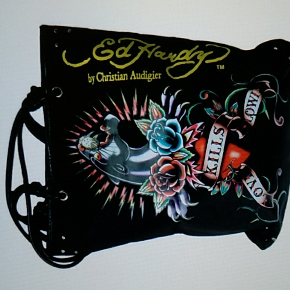 Vintage ED HARDY Christian Audigier Nylon Tote Bag